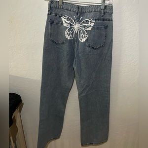 high rise straight leg jean